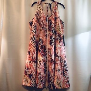 Mynt 1792 Citrus Zebra Front Zip Scuba Dress